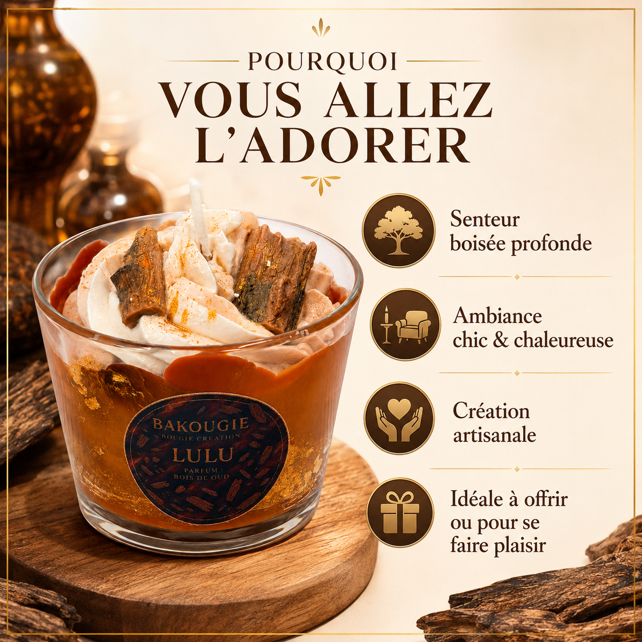 Bougie parfumée bois de oud | Lulu