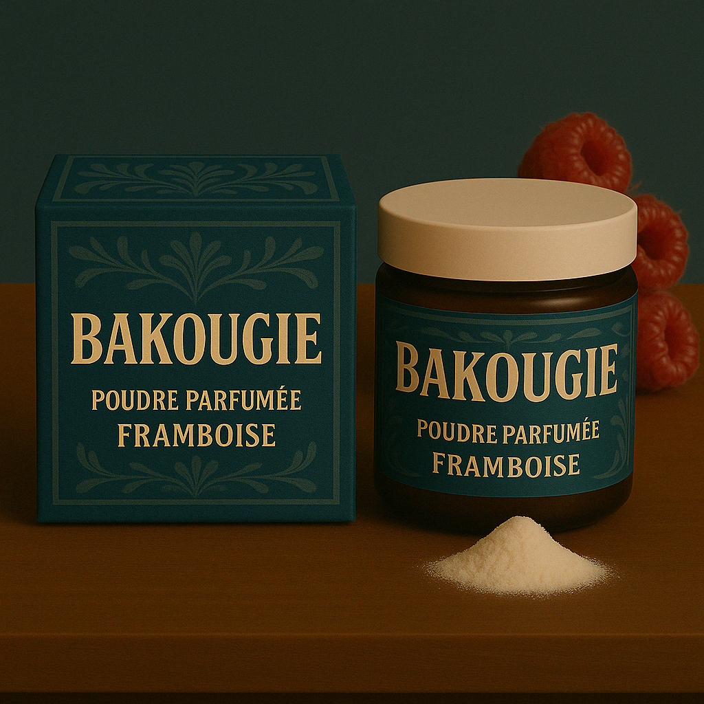 Poudre parfumée framboise pour les aspirateurs et poubelles, bicarbonate de soude et fragrance de Grasse.