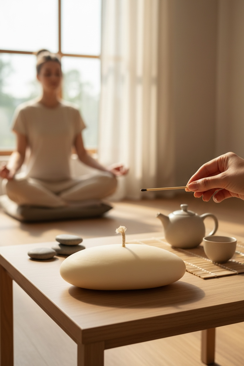 Bougie parfumée fleur de coton | Galet