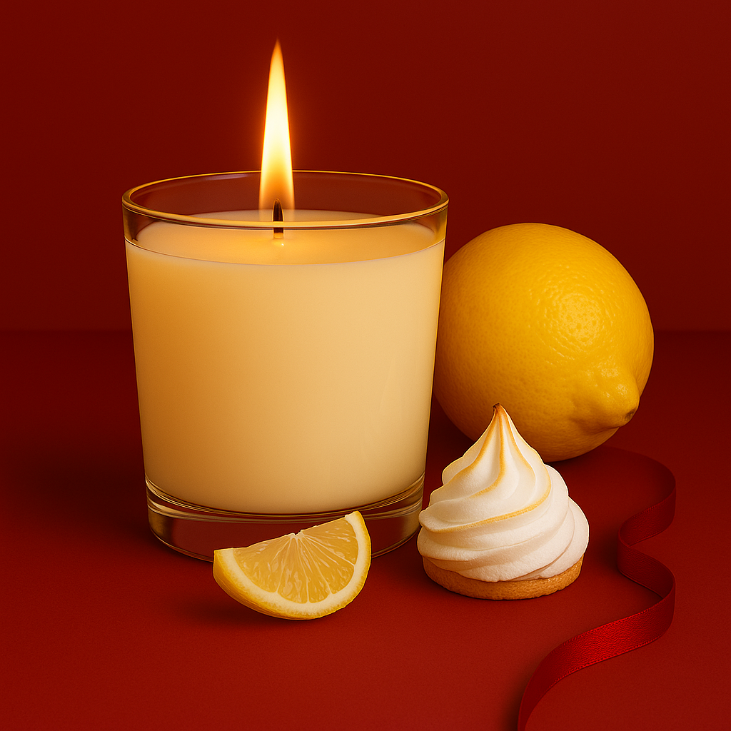 Bougie parfumée citron meringué artisanale, cire végétale et parfum Français
