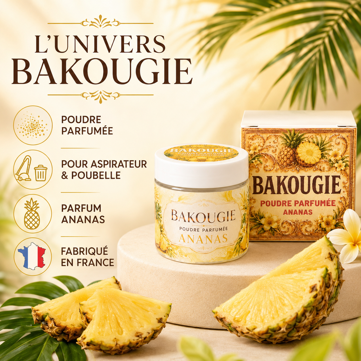 Poudre parfumée aspirateur et poubelle | Ananas