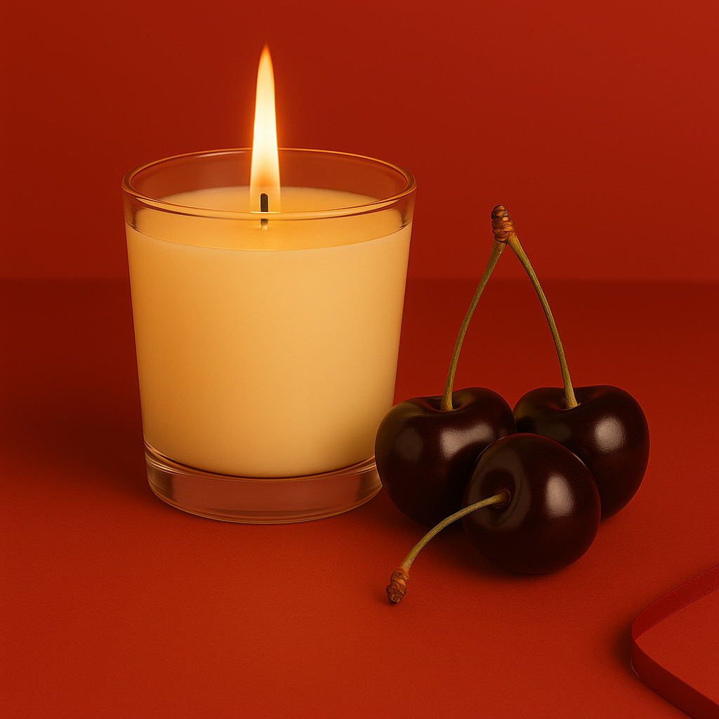 Bougie parfumée cerise noire artisanale, cire végétale et parfum Français