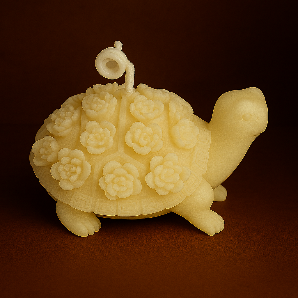 Bougie parfumée pastèque melon en forme de tortue. Fabriquée à la main avec de la cire végétale et un parfum Français.
