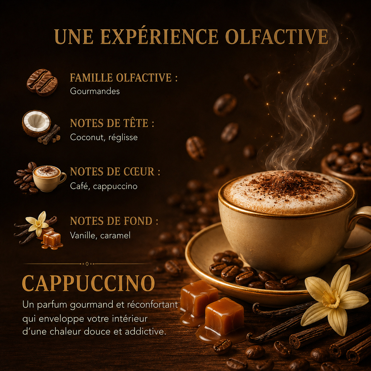 Fondant parfumé café wax melt premium senteur cappuccino caramel café torréfié décoration parfumée maison