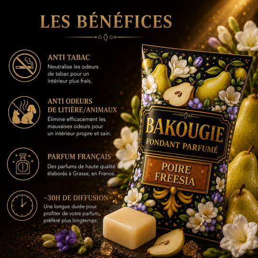 Fondant parfumé Poire freesia Bakonette Bakougie — ambiance fruitée et florale