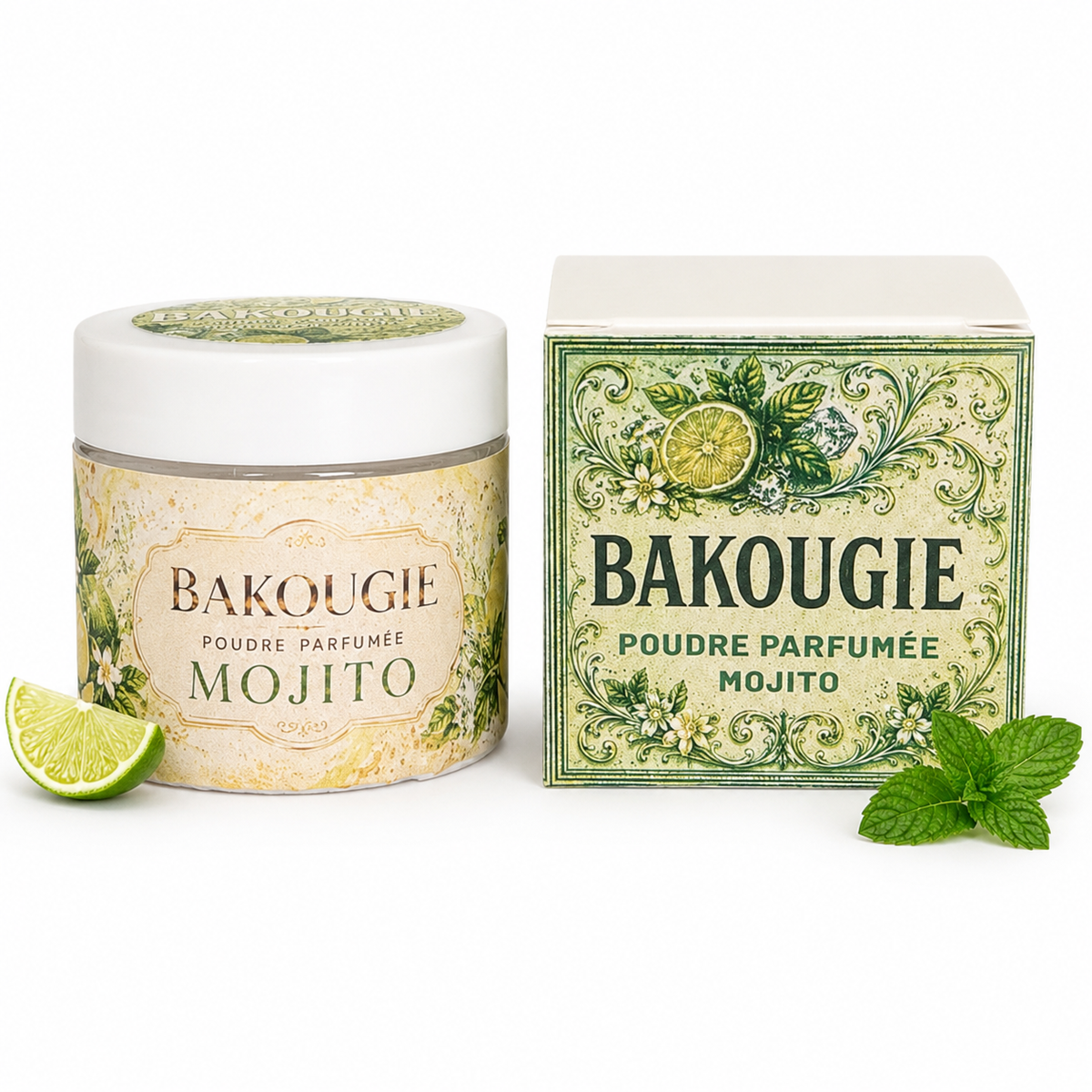 Poudre parfumée Mojito Bakougie pour aspirateur et poubelle