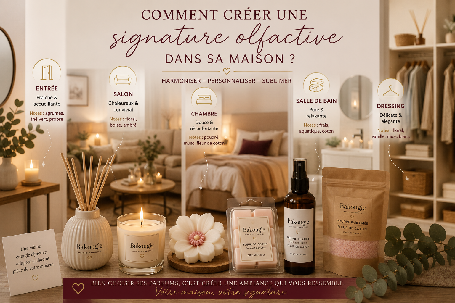 Plusieurs parfums d’intérieur coordonnés pour créer une signature olfactive dans la maison