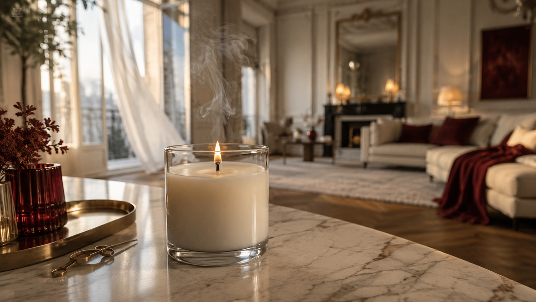 Bougie parfumée allumée dont la diffusion olfactive semble insuffisante