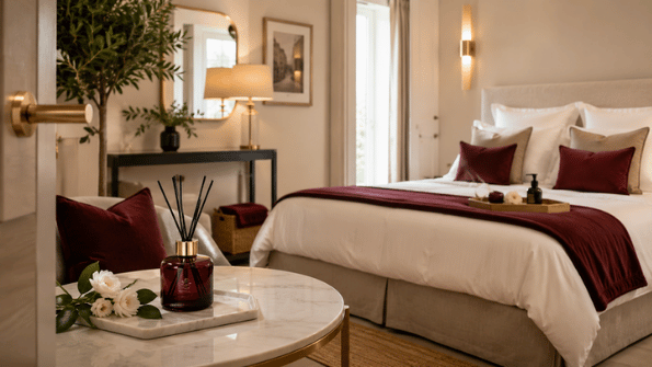 Main retirant une tache de cire sur un tissu dans un salon chaleureux