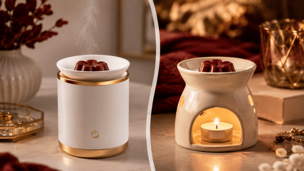 Pot de bougie terminé réutilisé comme rangement dans une salle de bain élégante