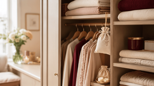 Suspension parfumée dans une armoire ou un dressing