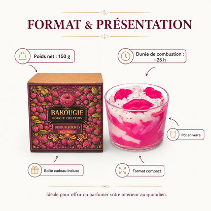 Bougie parfumée Framboise | Bisous sucrés