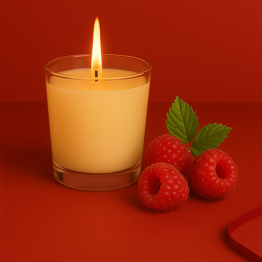 Bougie parfumée framboise artisanale, cire végétale et parfum Français