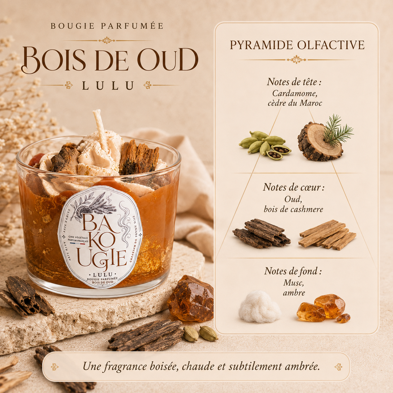 Bougie parfumée bois de oud | Lulu