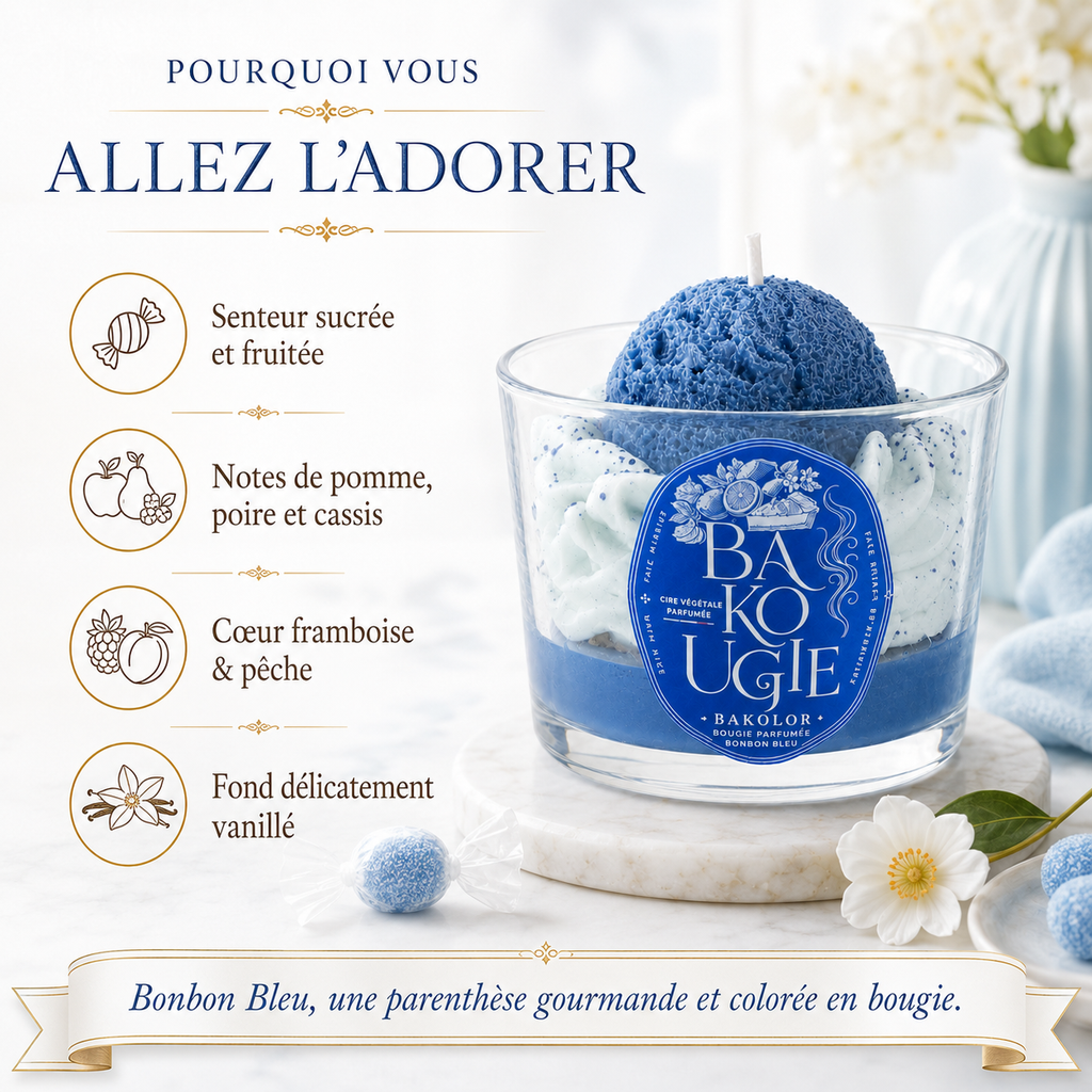 Bougie parfumée Bonbon bleu | Bakolor
