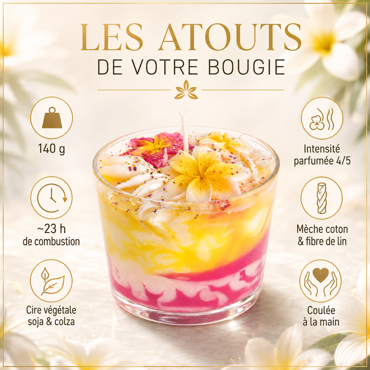 Bougie parfumée fleur de tiaré | Tiara