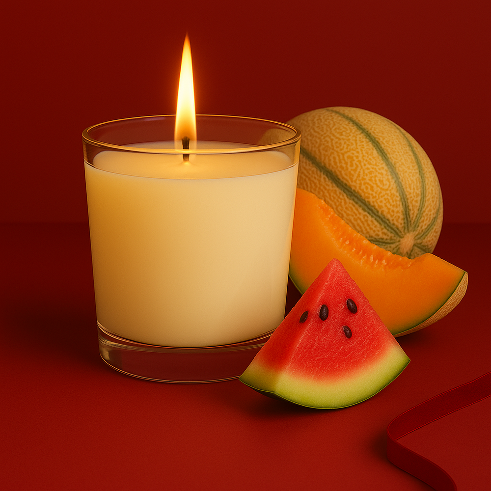 Bougie parfumée pastèque melon artisanale, cire végétale et parfum Français