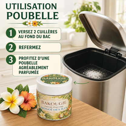 Poudre parfumée aspirateur et poubelle | Monoï des îles