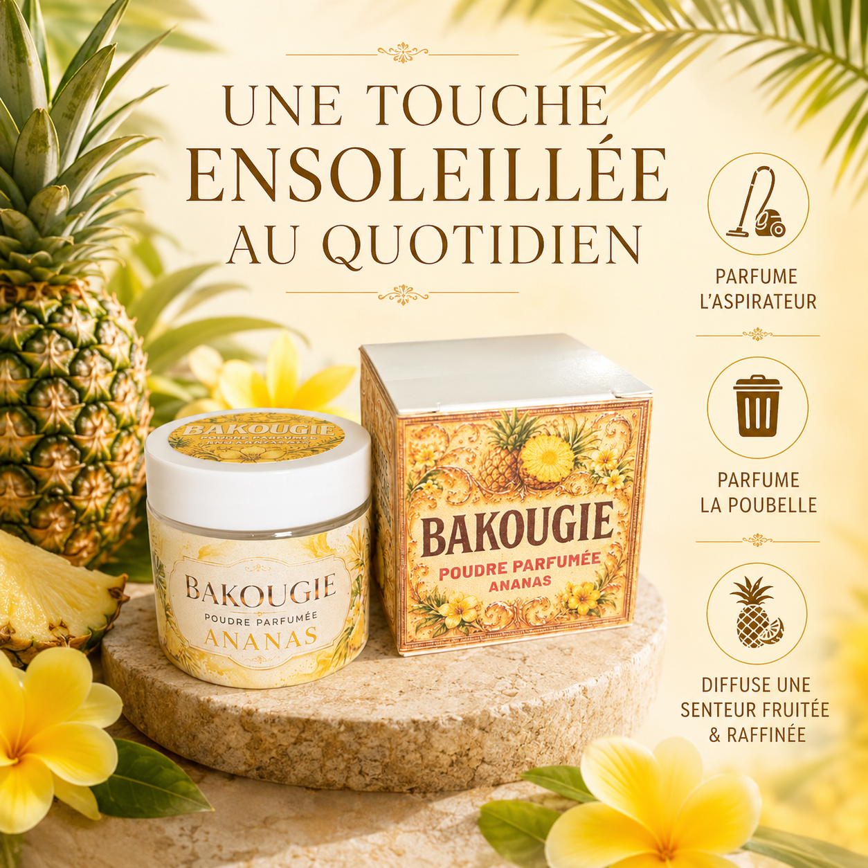 Poudre parfumée aspirateur et poubelle | Ananas