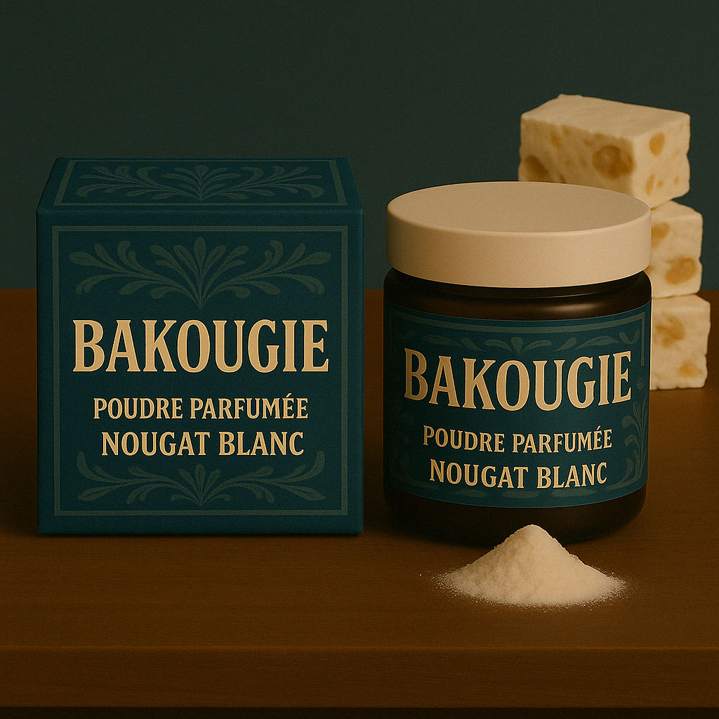 Poudre parfumée nougat blanc pour les aspirateurs et poubelles, bicarbonate de soude et fragrance de Grasse.