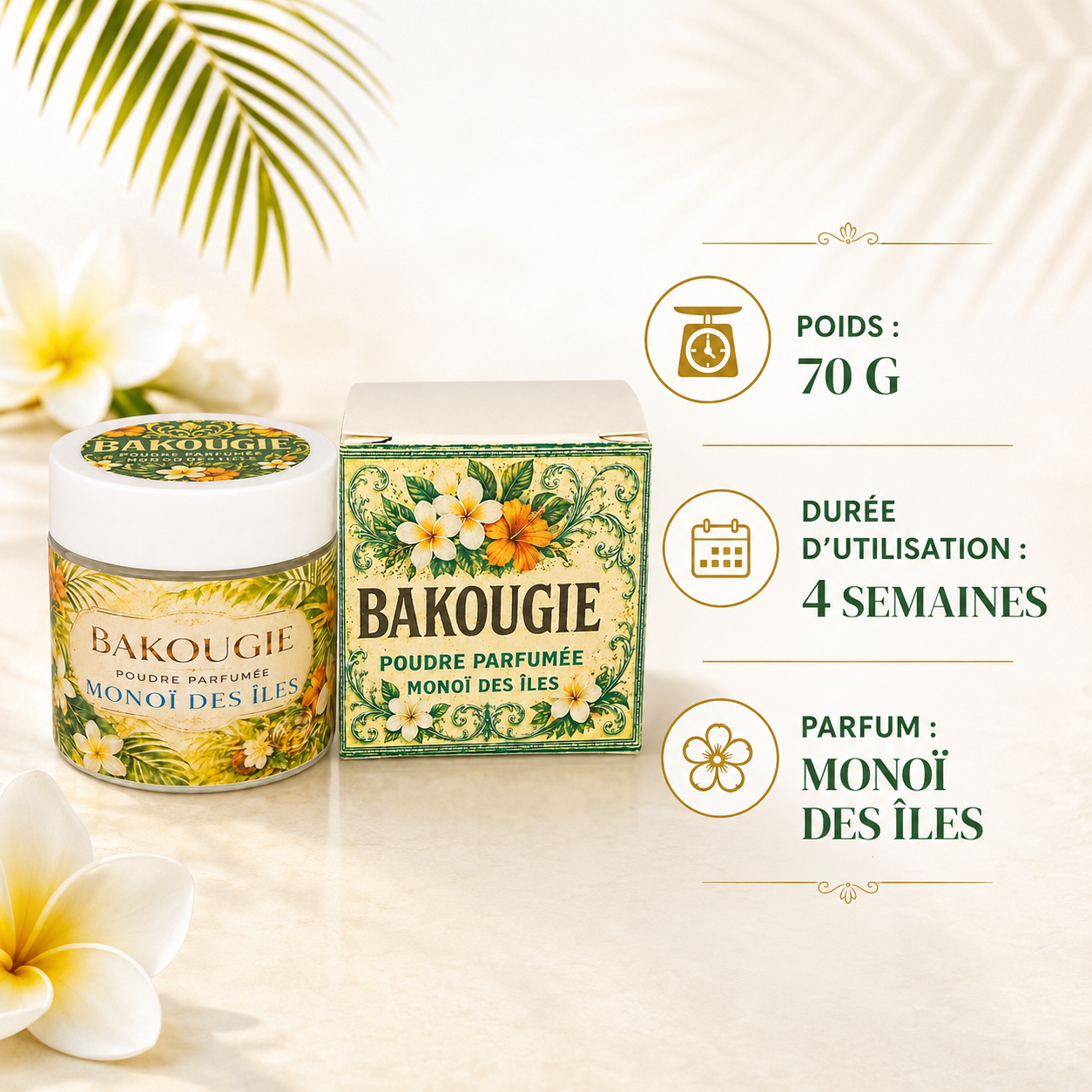 Poudre parfumée aspirateur et poubelle | Monoï des îles