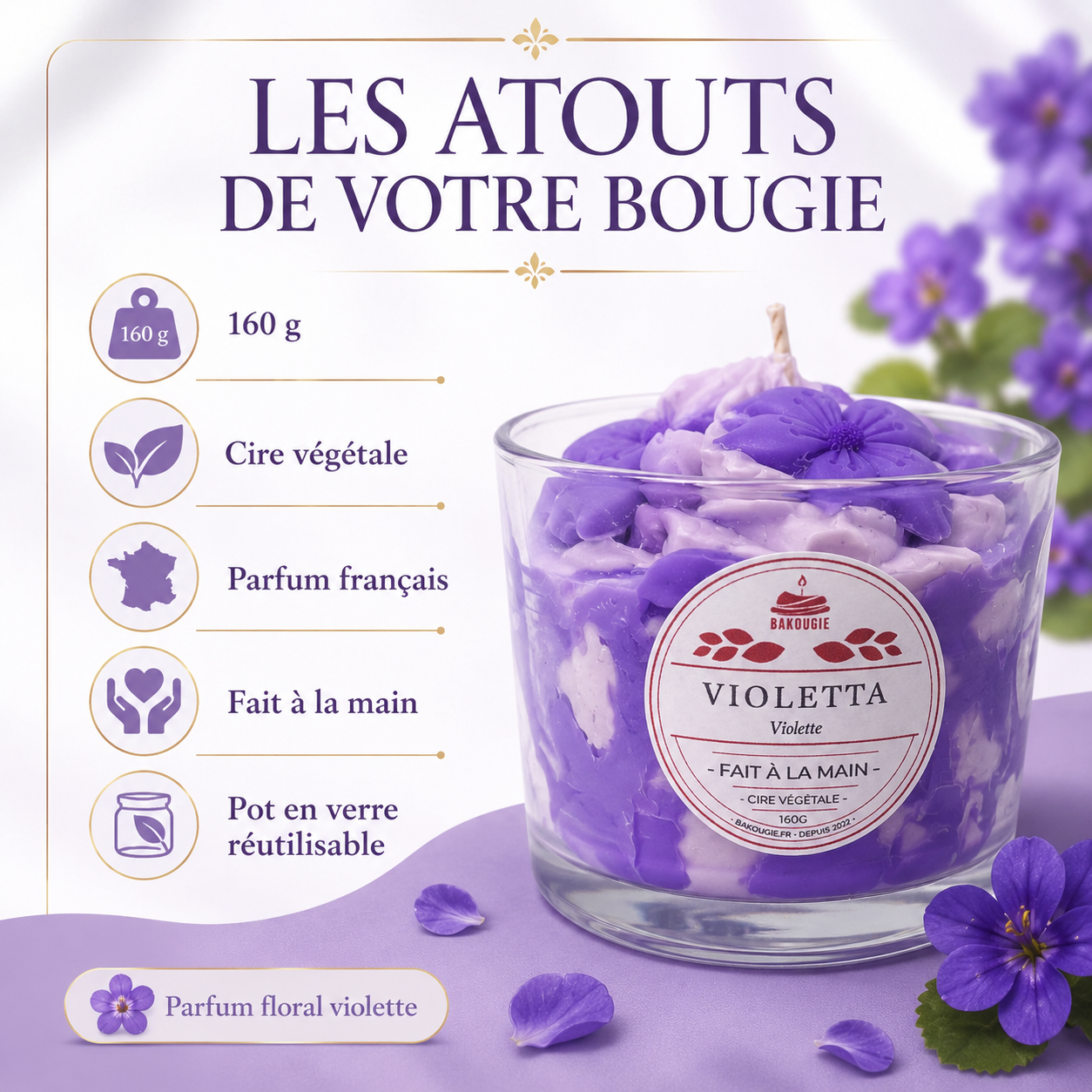 Bougie parfumée violette | Violetta