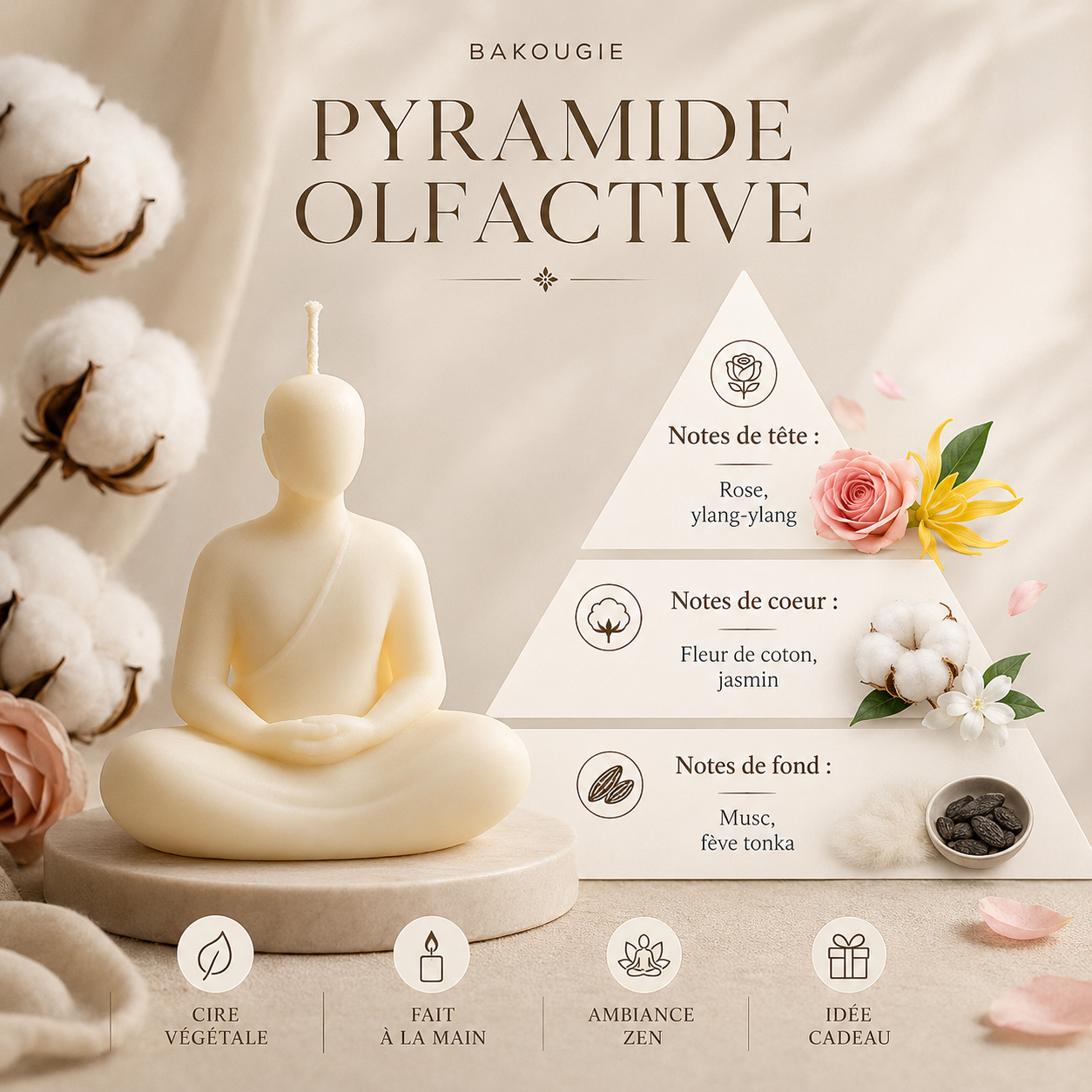 Bougie parfumée fleur de coton Statue — vue complémentaire 4