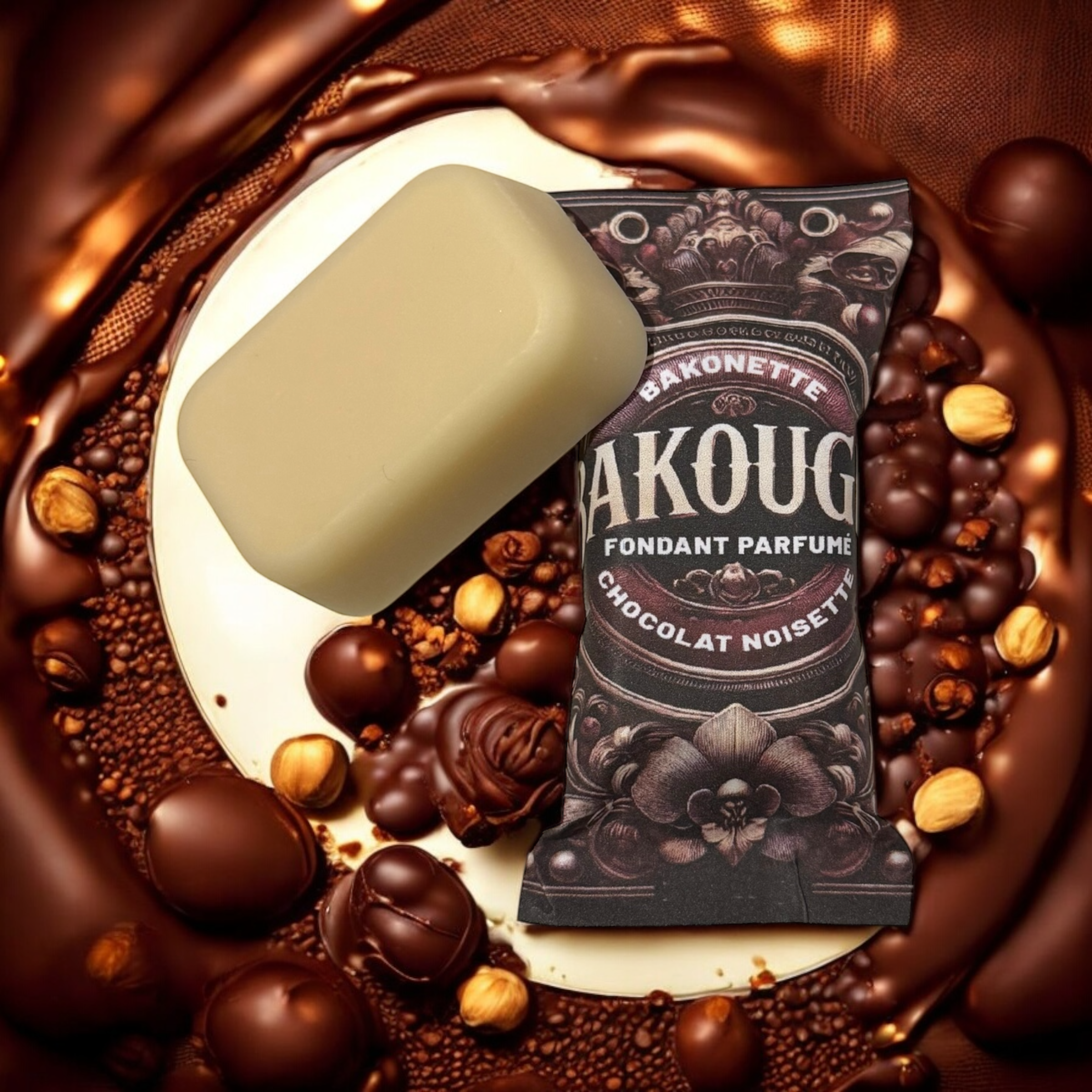 Fondant de cire parfumée chocolat noisette, 30h de diffusion de parfum, cire végétale et parfum Français 