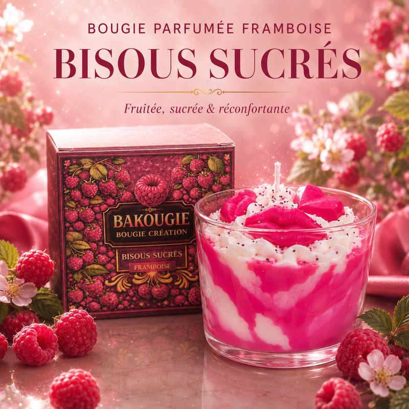 Bougie parfumée Framboise | Bisous sucrés
