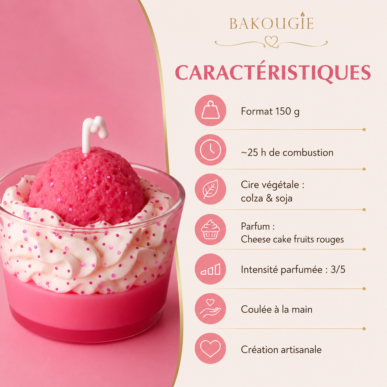 Bougie parfumée cheese cake fruits rouges | Bakolor