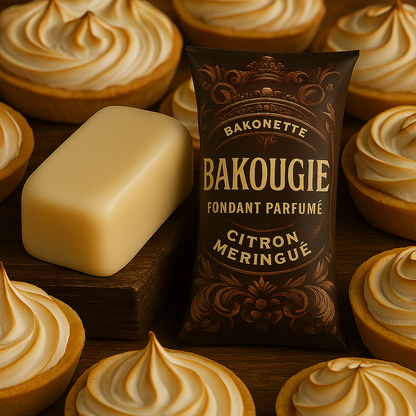 Fondant de cire parfumée citron meringué, cire végétale et parfum français. Fabriqué à la main.