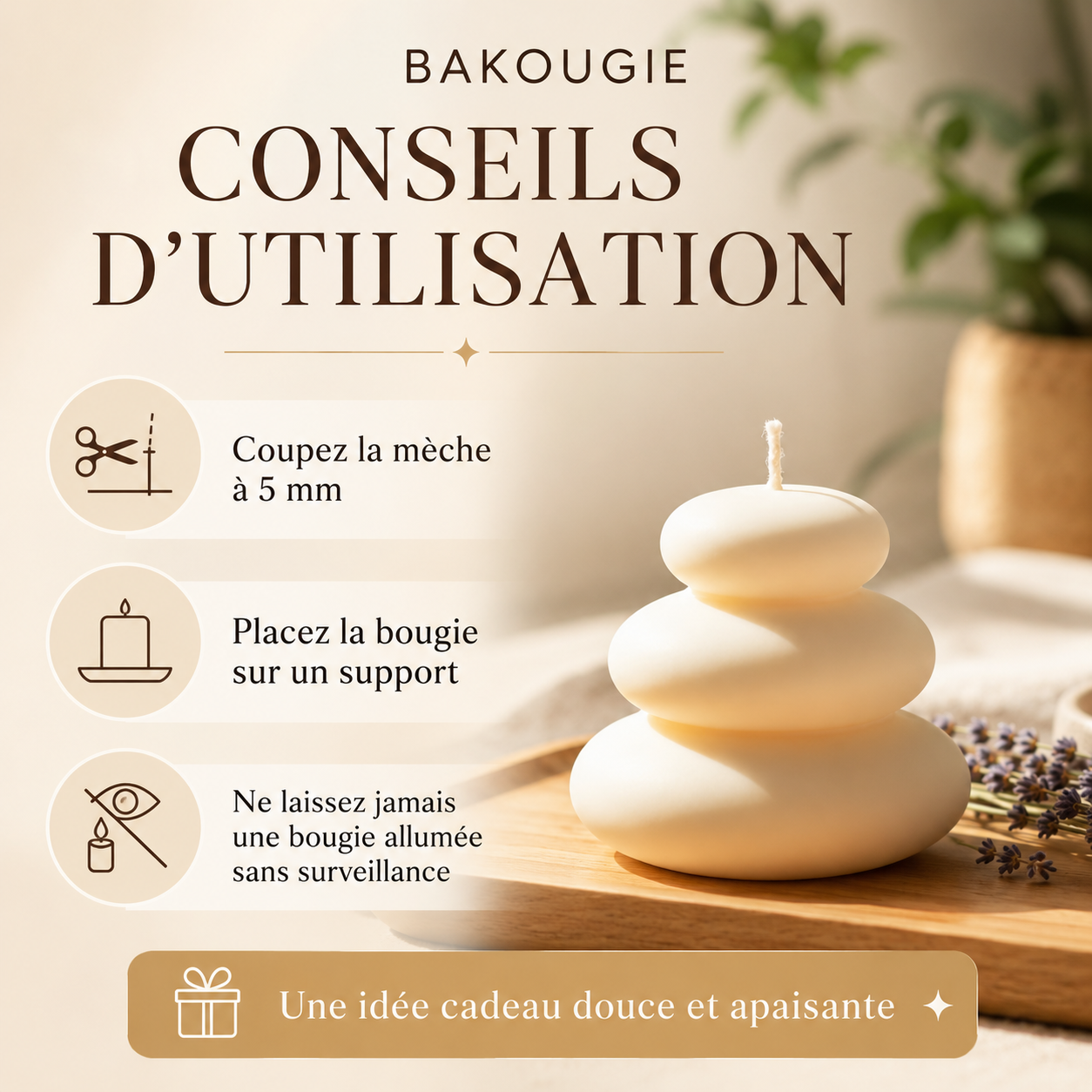 Bougie parfumée fleur de coton Pile de galets — vue complémentaire 6