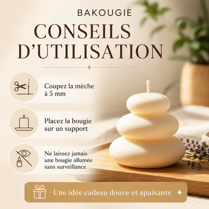 Bougie parfumée fleur de coton | Pile de galets