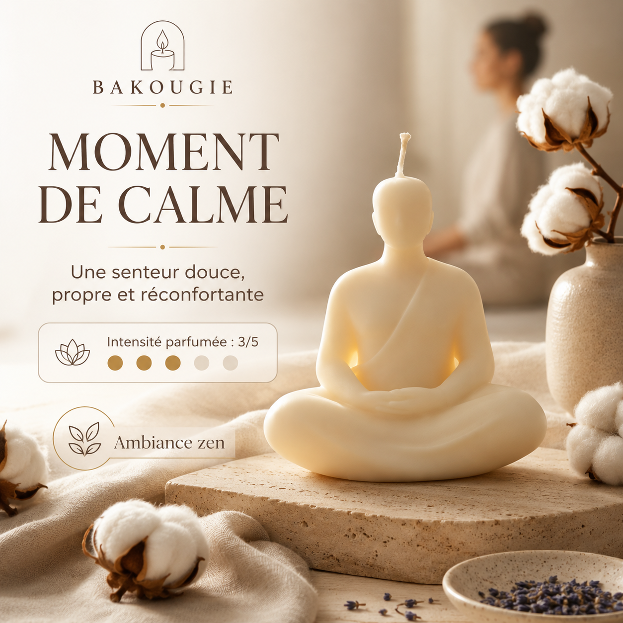 Bougie parfumée fleur de coton Statue — vue complémentaire 3