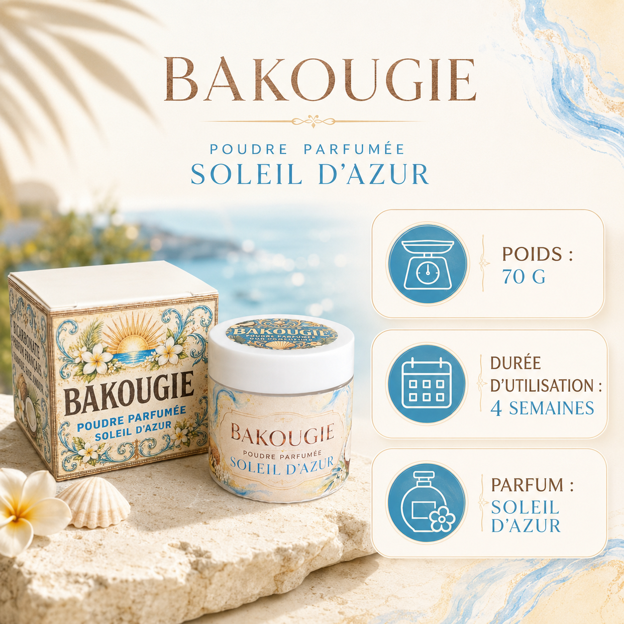 Poudre parfumée aspirateur et poubelle | Soleil d'azur