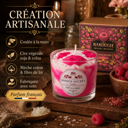 Bougie parfumée Framboise | Bisous sucrés