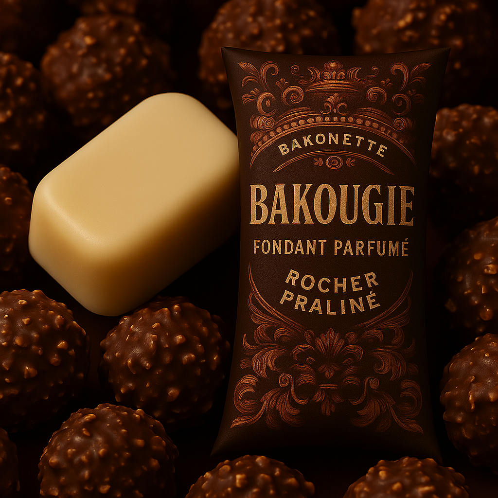 Fondant de cire parfumée rocher praliné, 30h de diffusion de parfum, cire végétale et parfum Français 