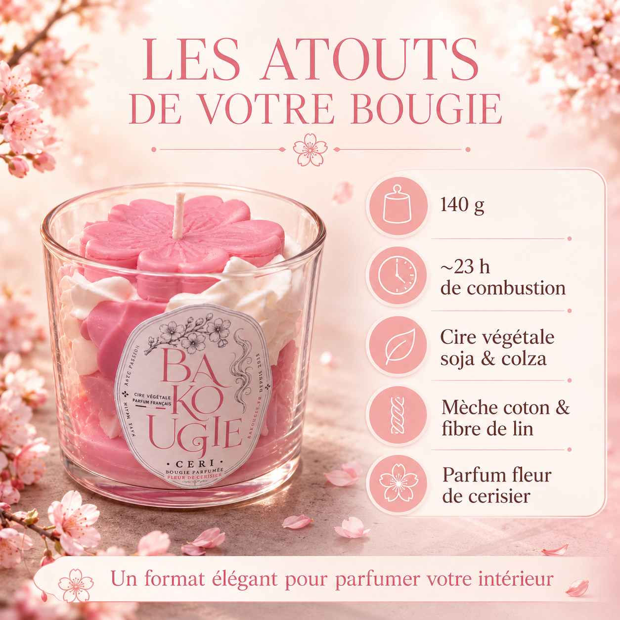 Bougie parfumée fleur de cerisier | CERI