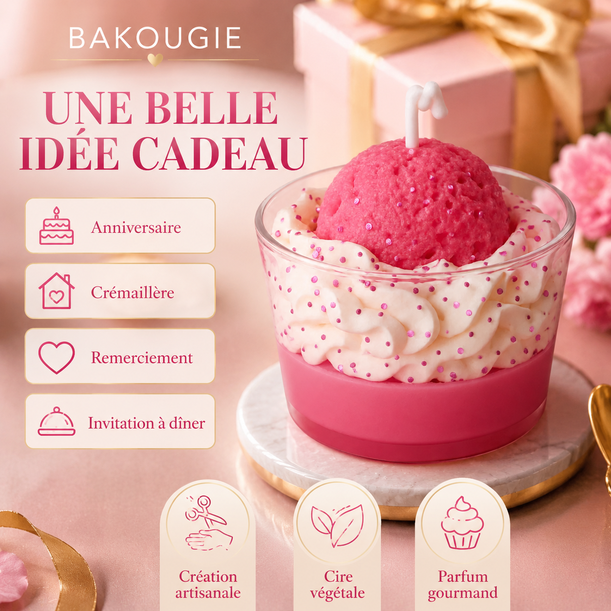 Bougie parfumée cheese cake fruits rouges | Bakolor
