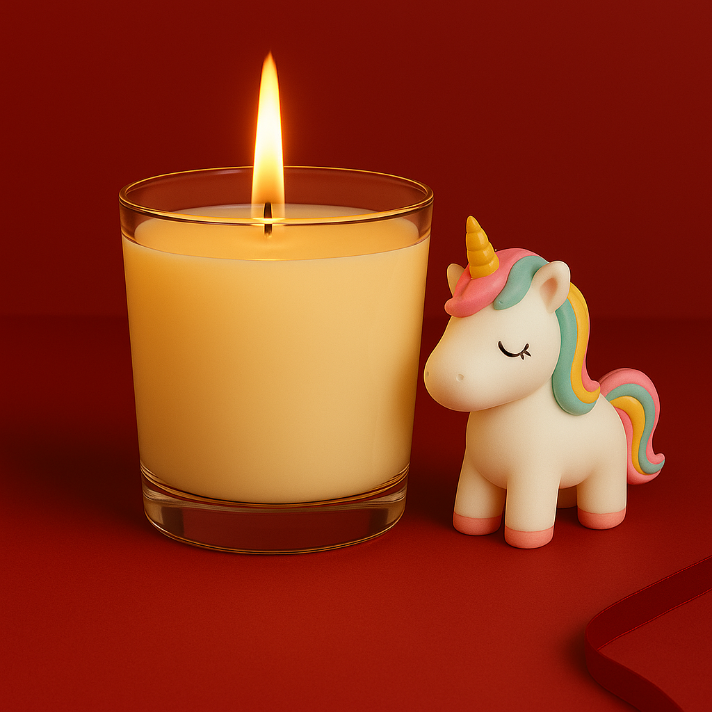 Bougie parfumée Licorne artisanale, cire végétale et parfum Français