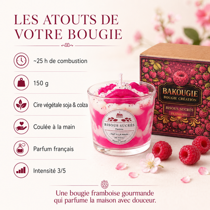 Bougie parfumée Framboise | Bisous sucrés