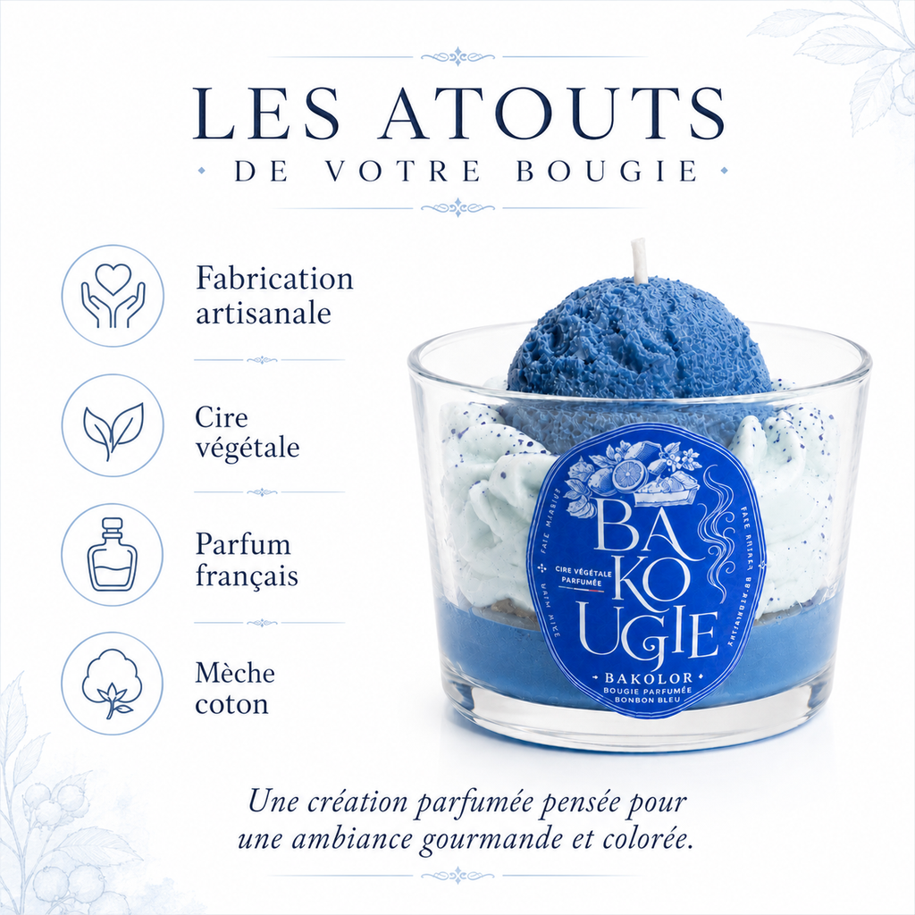 Bougie parfumée Bonbon bleu | Bakolor