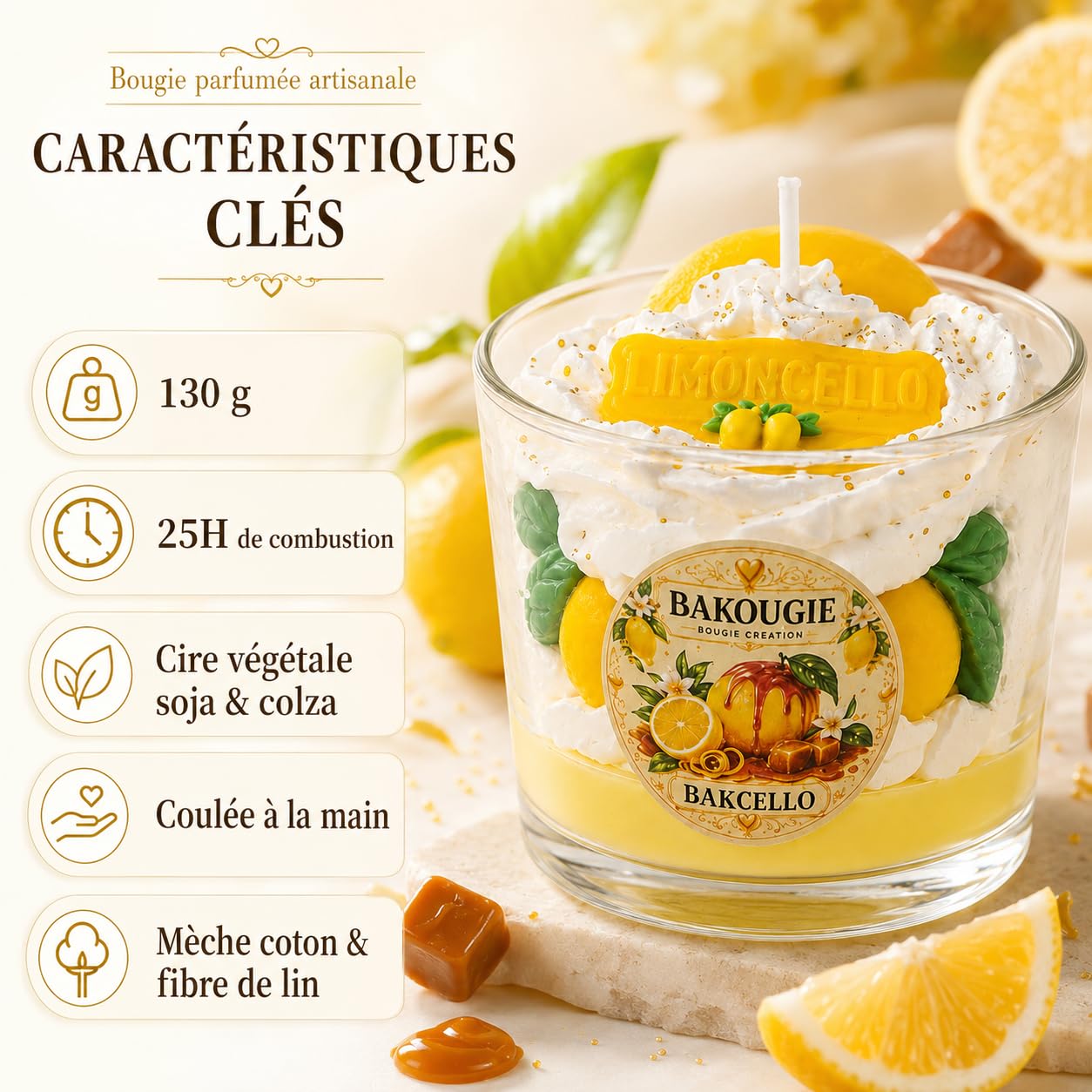 Bougie parfumée Limoncello | Bakcello