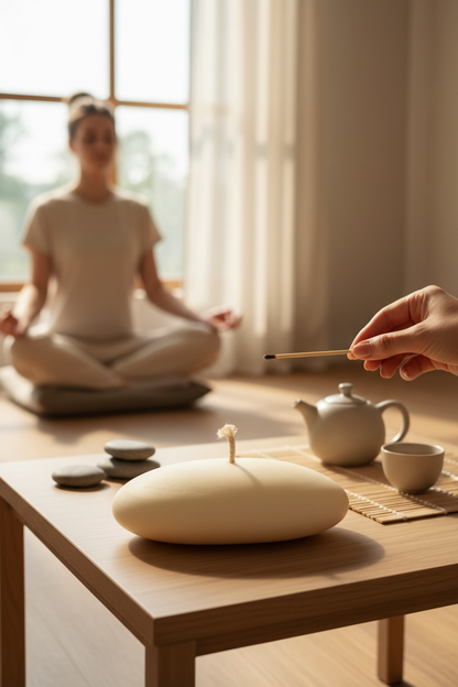 Bougie parfumée fleur de coton | Galet