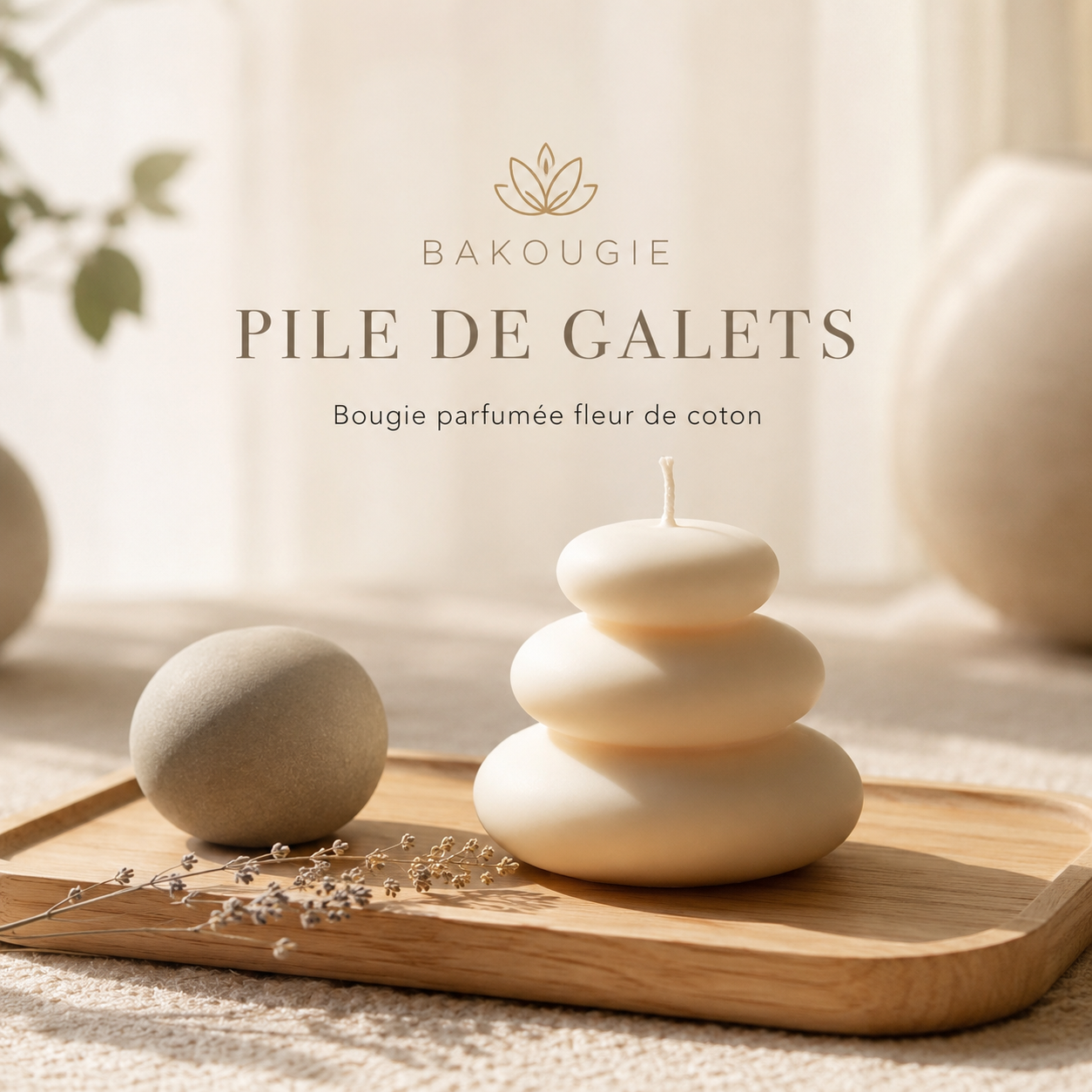 Bougie parfumée fleur de coton Pile de galets — vue complémentaire 2