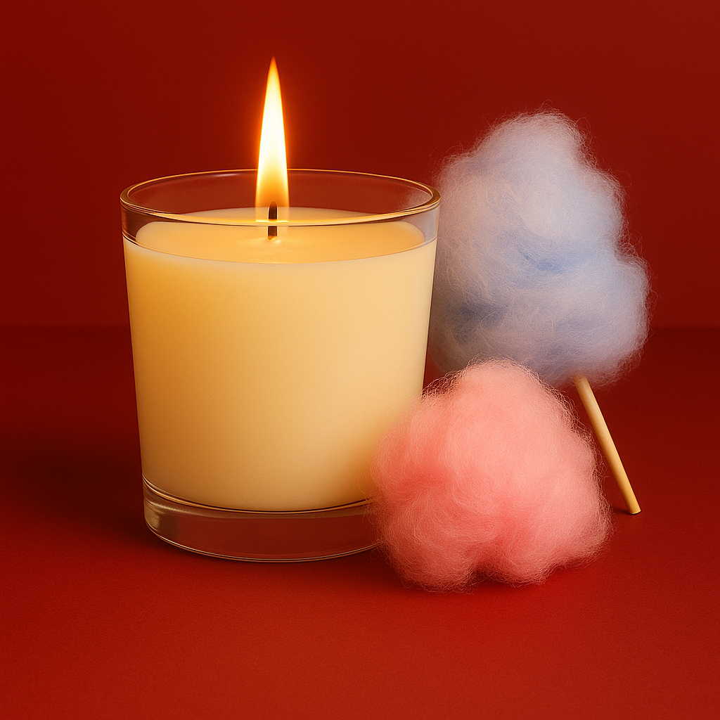 Bougie parfumée barbe à papa artisanale, cire végétale et parfum Français