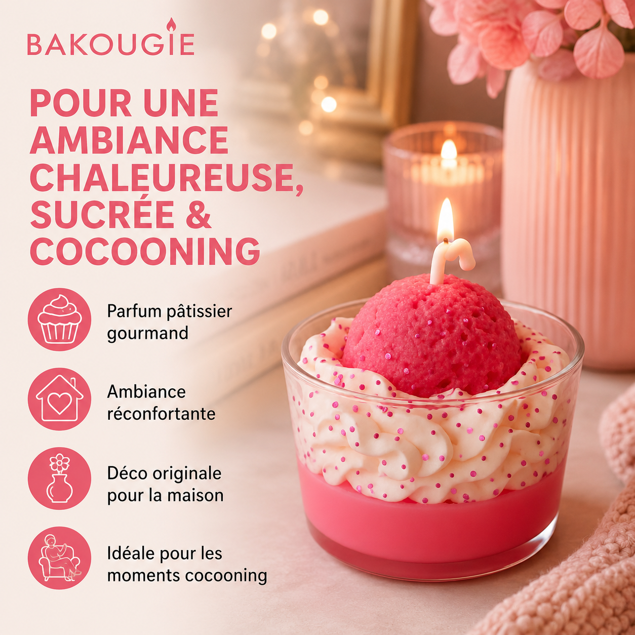 Bougie parfumée cheese cake fruits rouges | Bakolor