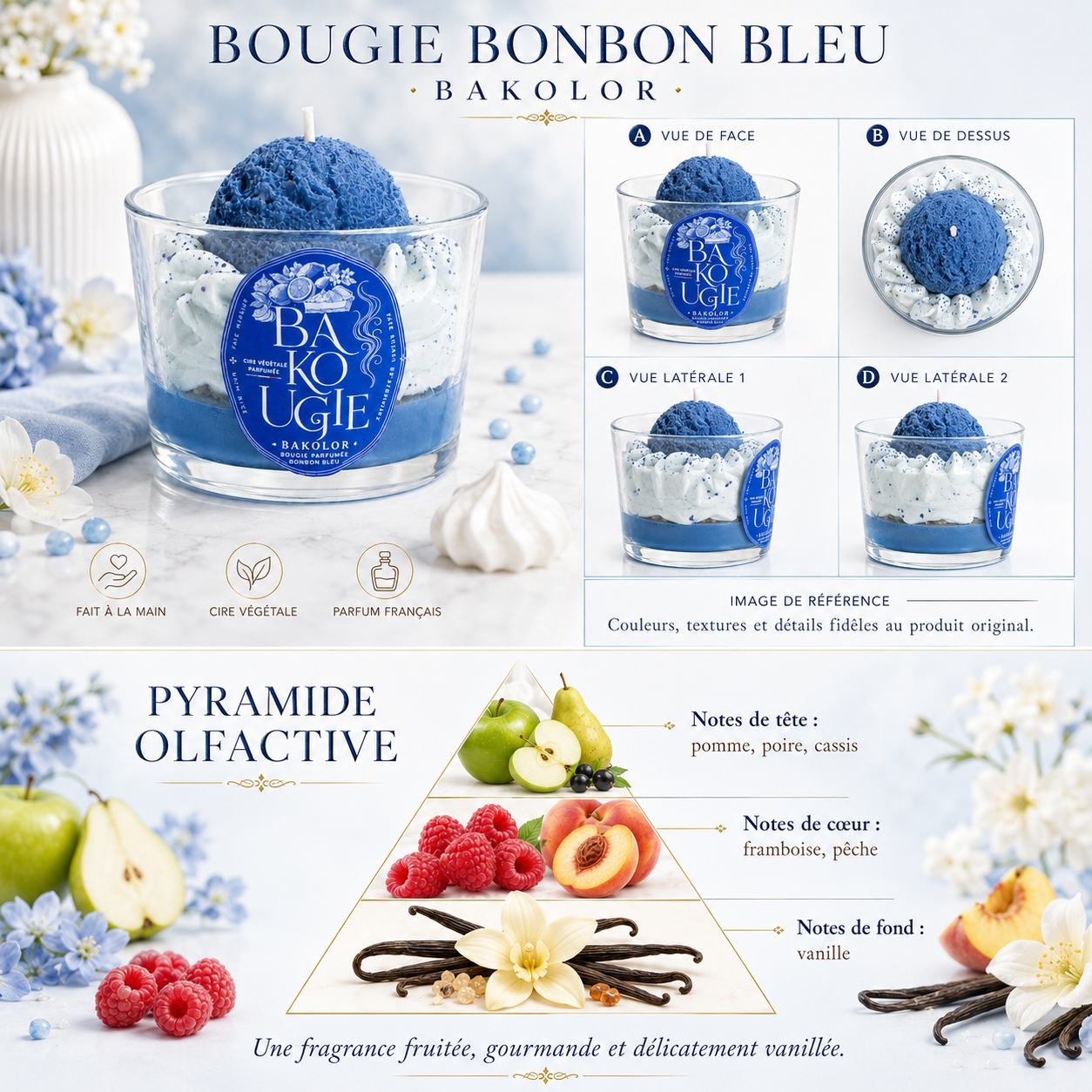 Bougie parfumée Bonbon bleu | Bakolor