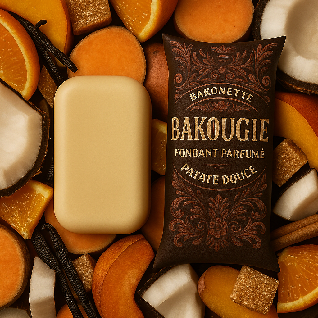 Fondant de cire parfumée patate douce, cire végétale et parfum français. Fabriqué à la main.