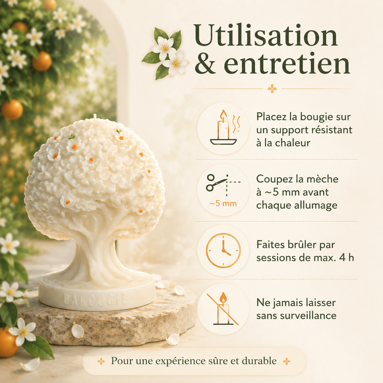 Bougie parfumée fleur d'oranger | Arbre de vie